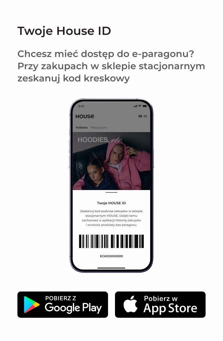 Instrukcja korzystania z House ID do skanowania kodu przy zakupach stacjonarnych i uzyskania dostępu do e-paragonów oraz historii zakupów w aplikacji House